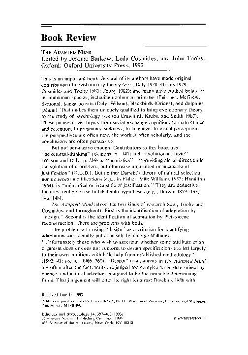 PDF) The adapted mind