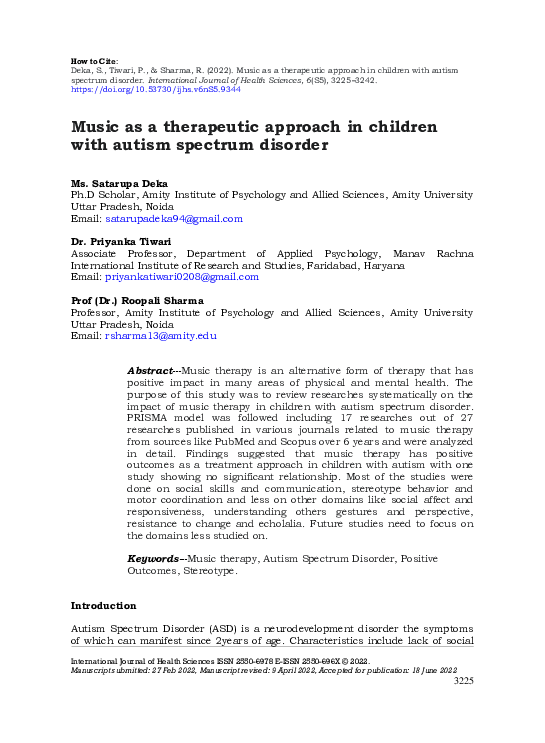 (PDF) Music as a therapeutic approach in children with autism spectrum ...