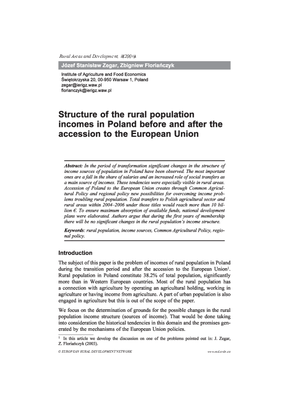 (PDF) Structure of the rural population incomes in Poland before and ...