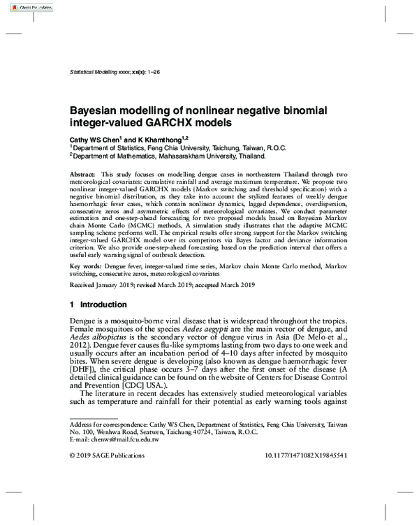 (PDF) Bayesian modelling of nonlinear negative binomial integer-valued ...
