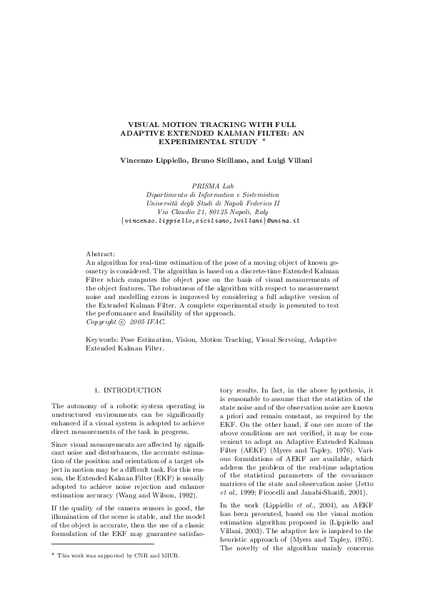 (PDF) Visual motion tracking with full adaptive extended Kalman filter ...