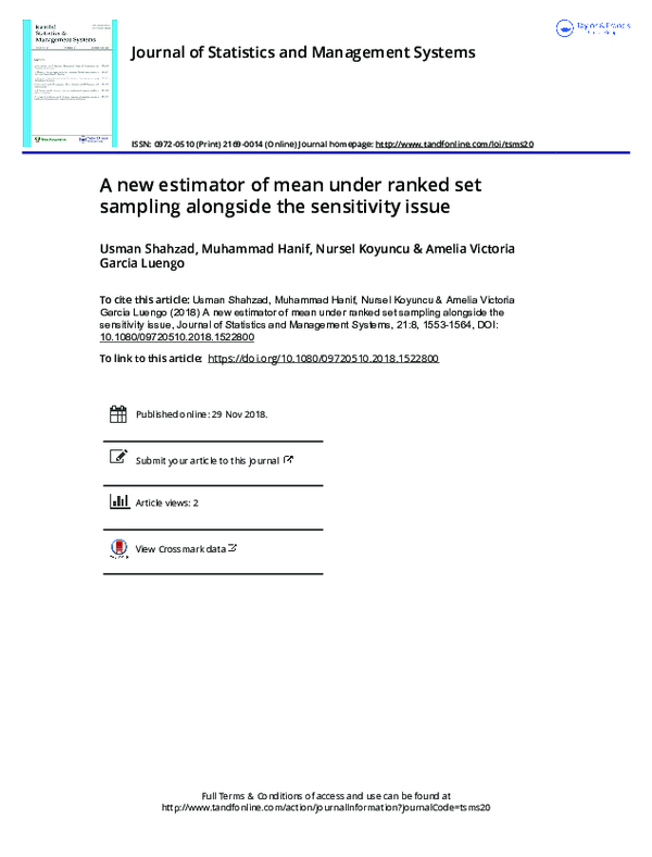 (PDF) A new estimator of mean under ranked set sampling alongside the ...