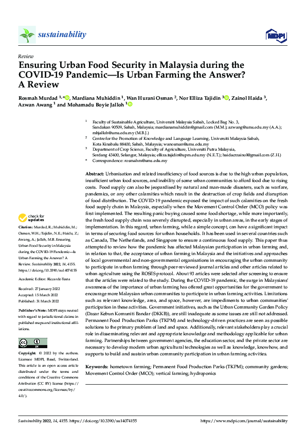 (PDF) Ensuring Urban Food Security in Malaysia during the COVID-19 ...
