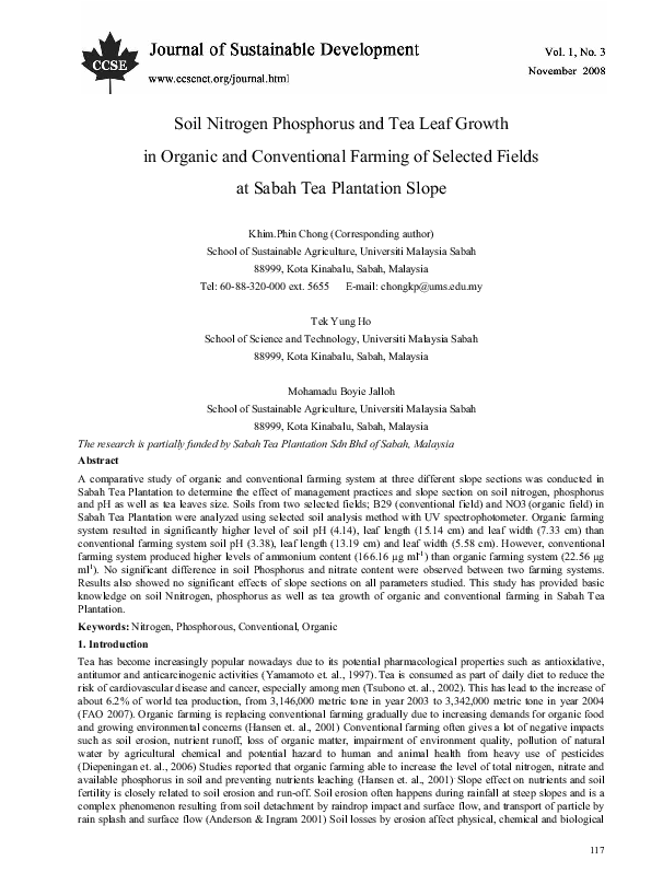 (PDF) Soil Nitrogen Phosphorus and Tea Leaf Growth in Organic and ...