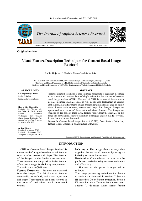 (PDF) Visual Feature Description Techniques for Content Based Image ...