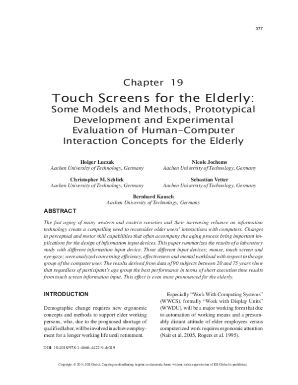 (PDF) Touch Screens for the Elderly Sebastian Vetter Academia.edu