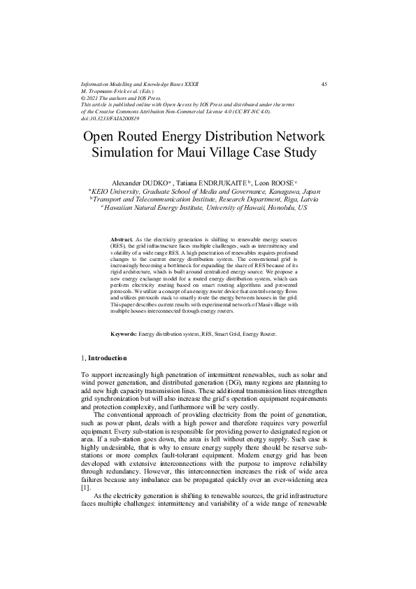 (PDF) Open Routed Energy Distribution Network Simulation for Maui ...
