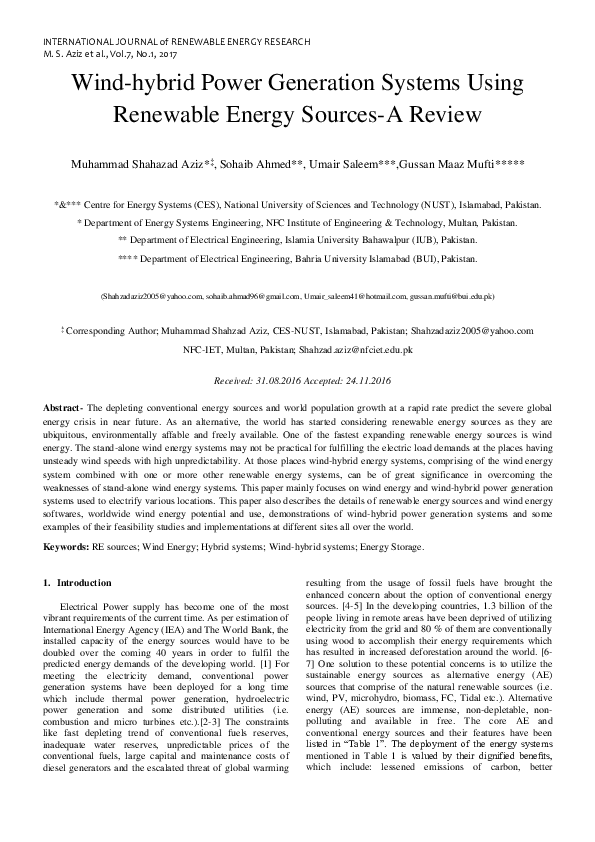 (PDF) Wind-hybrid Power Generation Systems Using Renewable Energy ...