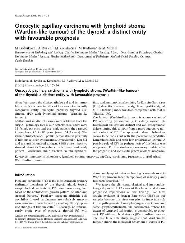 (PDF) Oncocytic papillary carcinoma with lymphoid stroma (Warthin-like ...