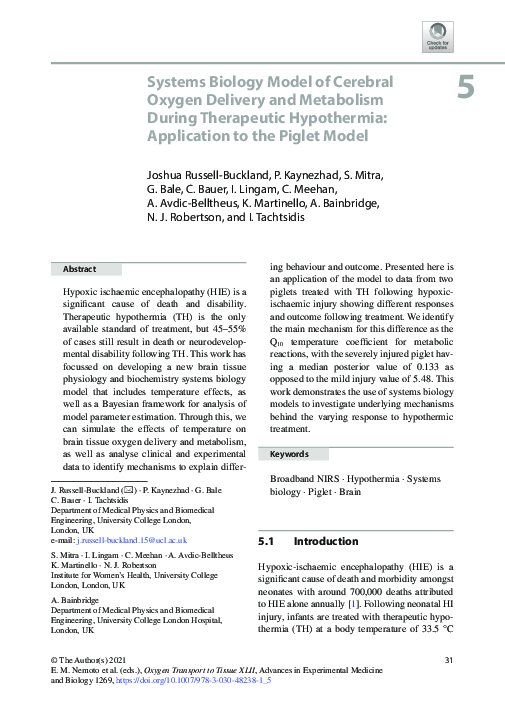 (PDF) Systems Biology Model of Cerebral Oxygen Delivery and Metabolism ...