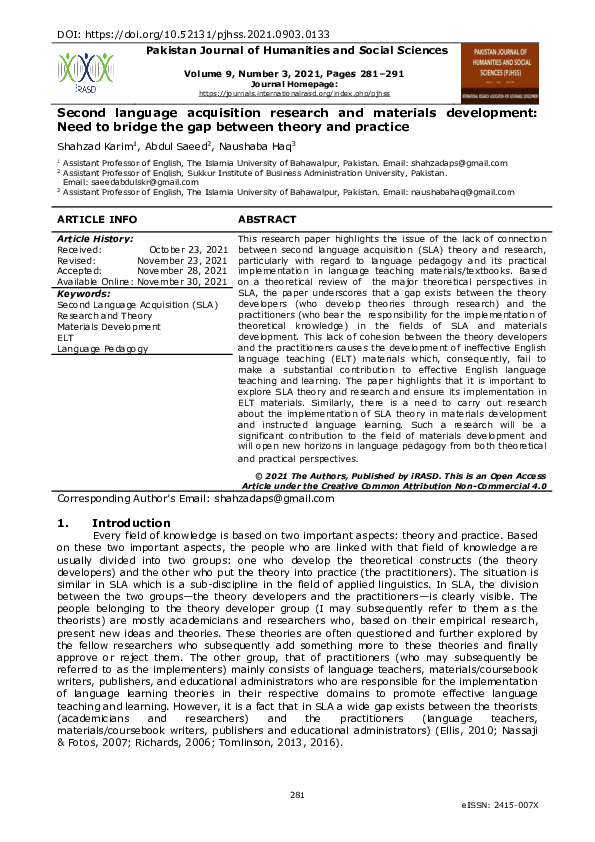 (PDF) Second language acquisition research and materials development ...