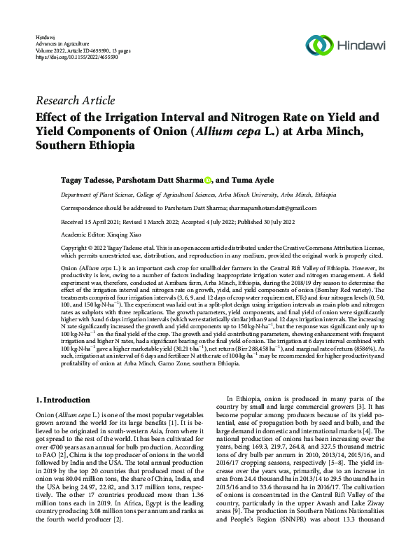 (PDF) Effect of the Irrigation Interval and Nitrogen Rate on Yield and ...