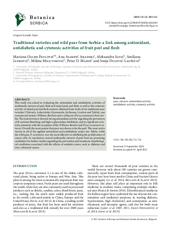 (PDF) Traditional varieties and wild pear from Serbia: A link among ...
