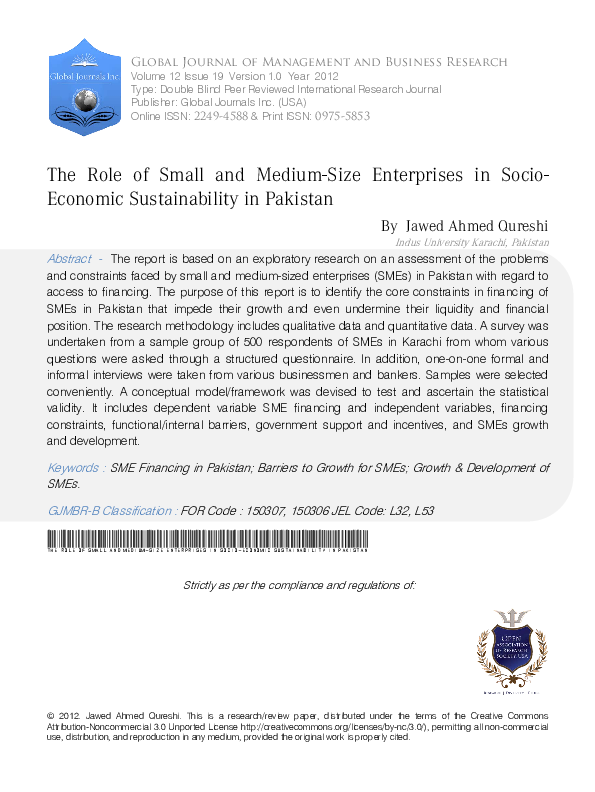 (PDF) The Role of Small and Medium-size Enterprises in Socio-economic ...