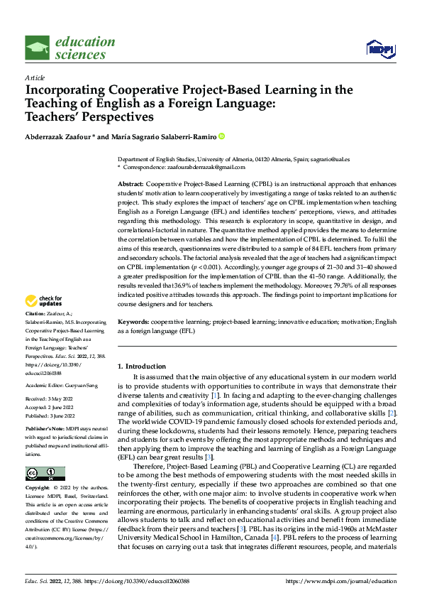 (PDF) Incorporating Cooperative Project-Based Learning in the Teaching ...