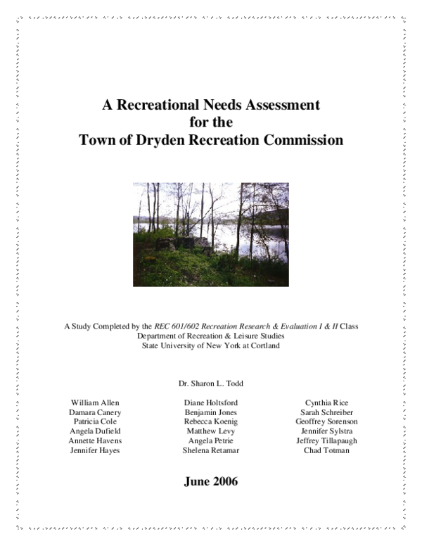 (PDF) A Recreational Needs Assessment for the Town of Dryden Recreation ...