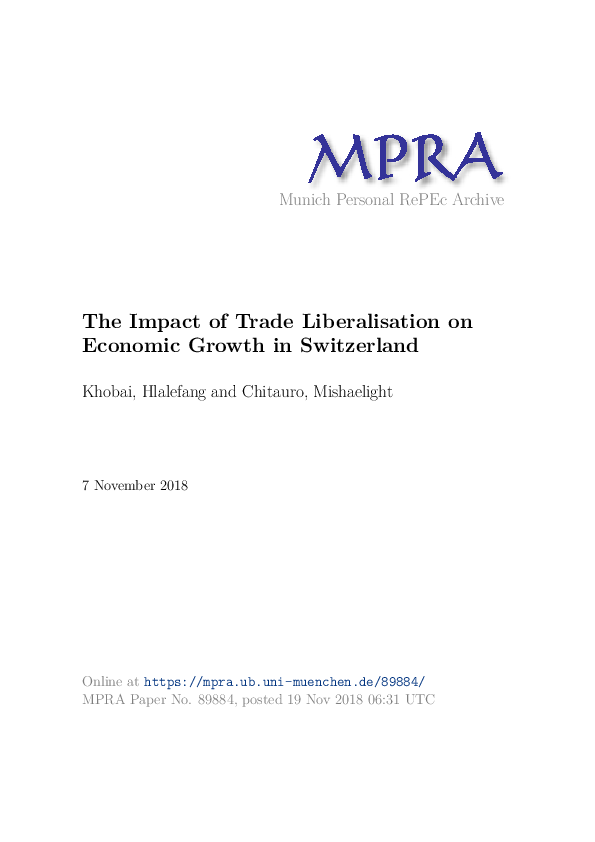 (PDF) The Impact of Trade Liberalisation on Economic Growth in Switzerland
