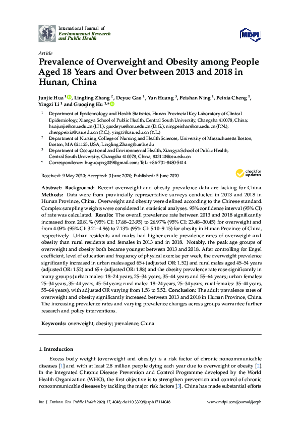(PDF) Prevalence of Overweight and Obesity among People Aged 18 Years ...