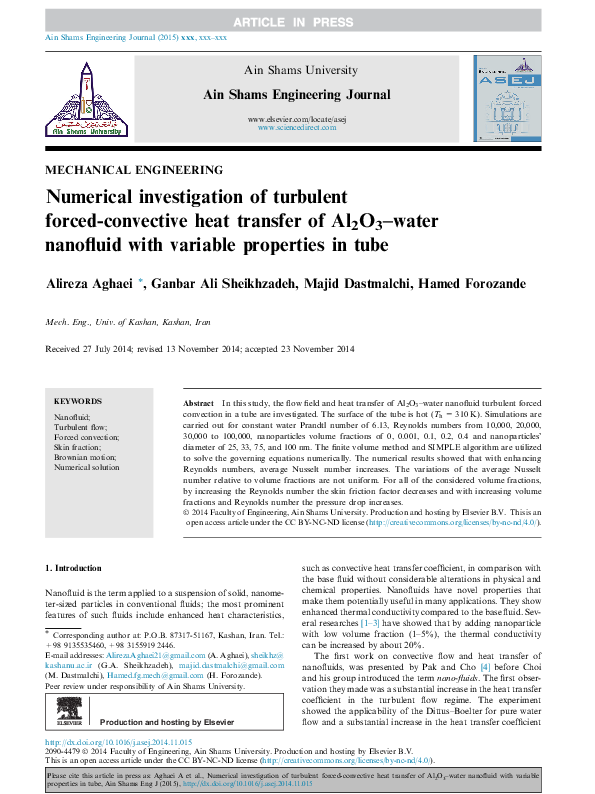 (PDF) Numerical Investigation of Turbulent Forced Convection in Ducts ...