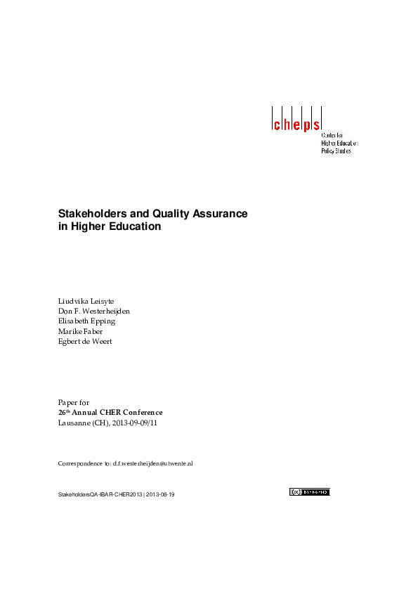 (PDF) Stakeholders and Quality Assurance in Higher Education