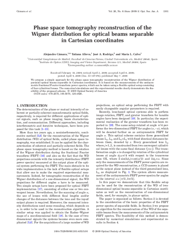 (PDF) Phase space tomography reconstruction of the Wigner distribution ...