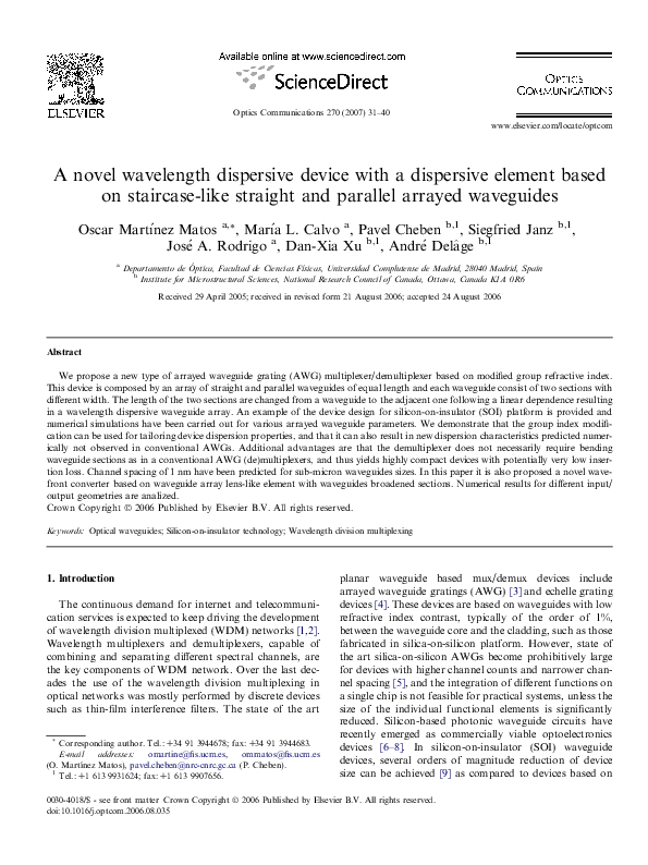 A novel wavelength dispersive device with a dispersive element based on staircase-like straight and parallel arrayed waveguides