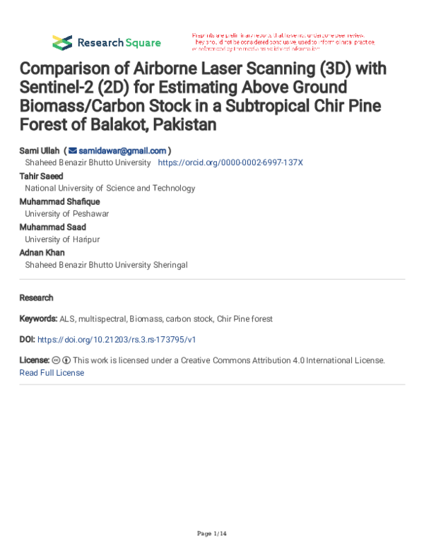(PDF) Comparison of Airborne Laser Scanning (3D) with Sentinel-2 (2D ...