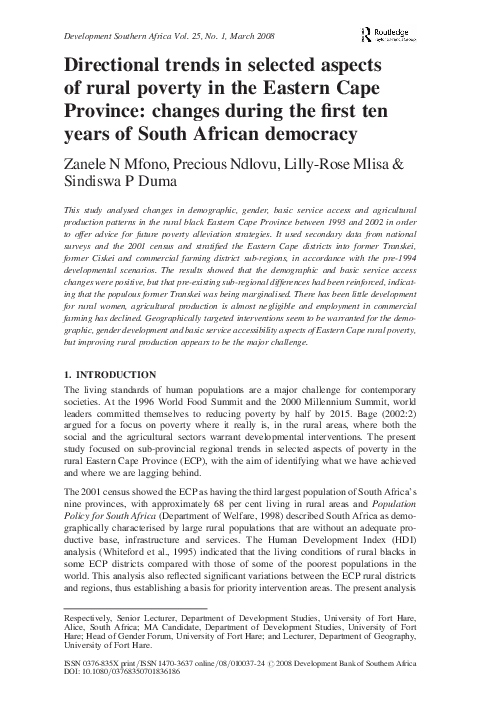 (PDF) Directional trends in selected aspects of rural poverty in the ...
