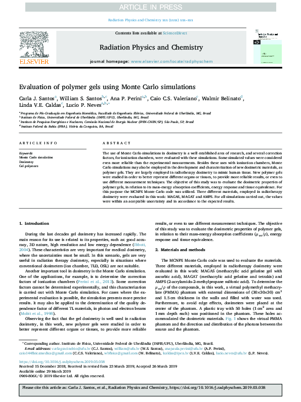 (PDF) Evaluation of polymer gels using Monte Carlo simulations