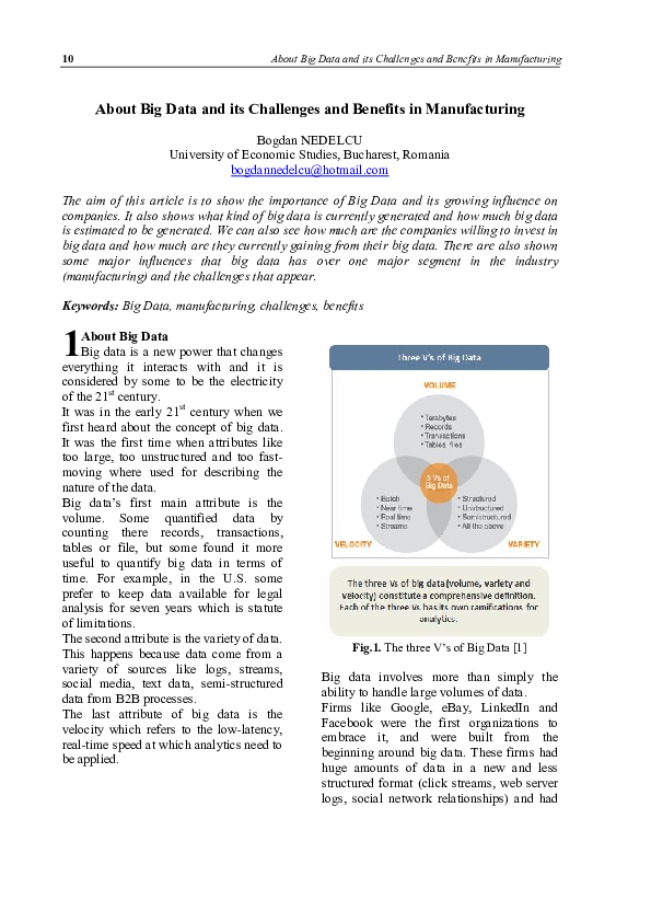 (PDF) About Big Data and its Challenges and Benefits in Manufacturing