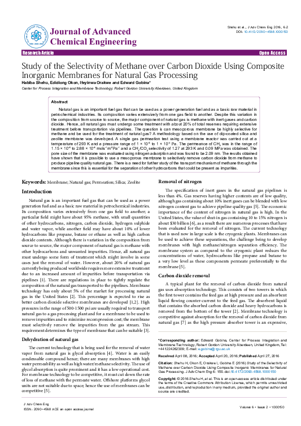 (PDF) Study of the Selectivity of Methane over Carbon Dioxide Using ...