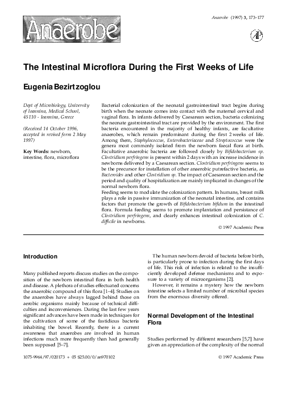 (PDF) The Intestinal Microflora During the First Weeks of Life