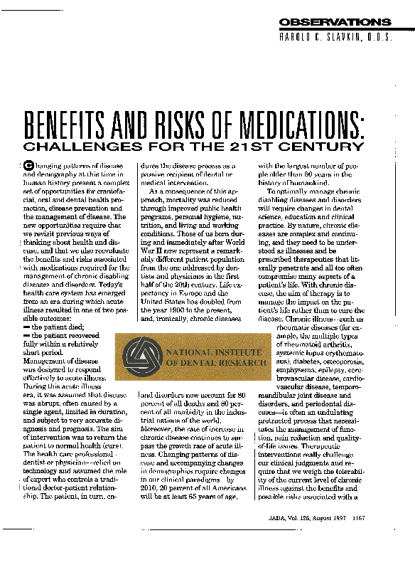 (PDF) Benefits and risks of medications: challenges for the 21st century