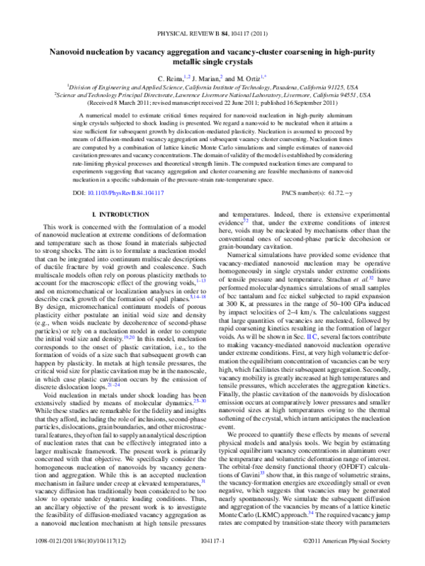 (PDF) Nanovoid nucleation by vacancy aggregation and vacancy-cluster ...