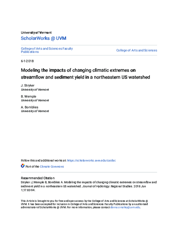 (PDF) Modeling the impacts of changing climatic extremes on streamflow ...
