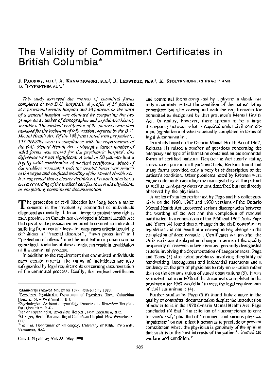 (PDF) The Validity of Commitment Certificates in British Columbia