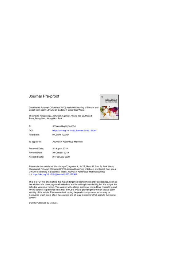 (PDF) Chlorinated polyvinyl chloride (CPVC) assisted leaching of ...