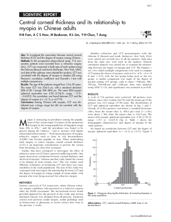 (PDF) Central corneal thickness and its relationship to myopia in ...