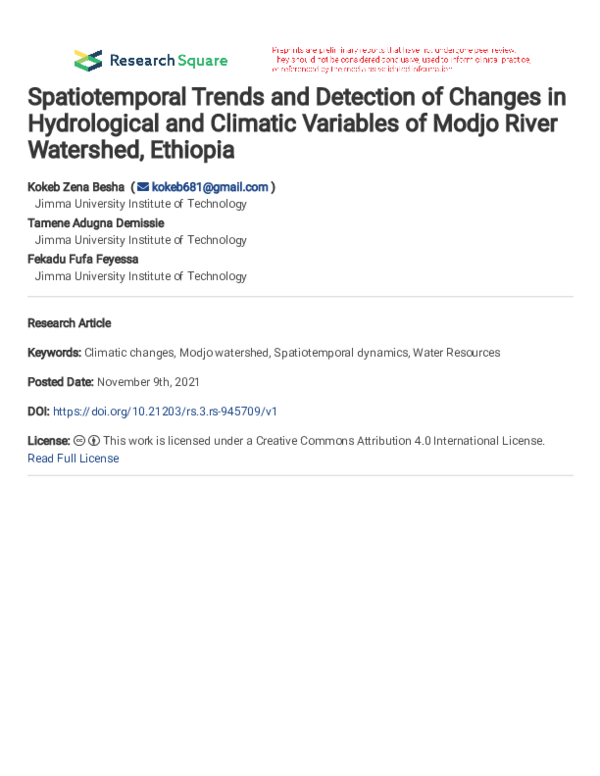 (PDF) Spatiotemporal Trends and Detection of Changes in Hydrological ...