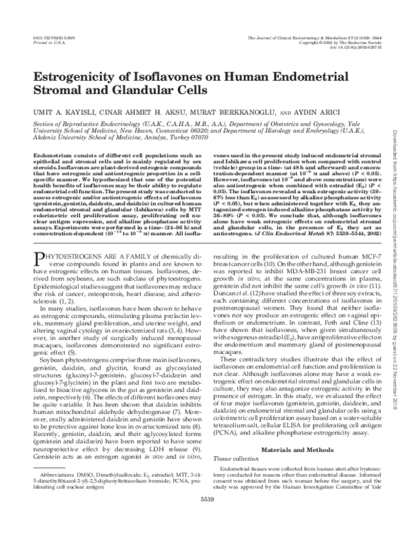 (PDF) Estrogenicity of Isoflavones on Human Endometrial Stromal and ...