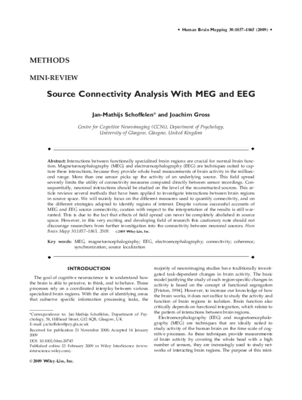 (PDF) Source connectivity analysis with MEG and EEG
