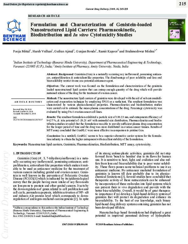 (PDF) Formulation and Characterization of Genistein-loaded ...