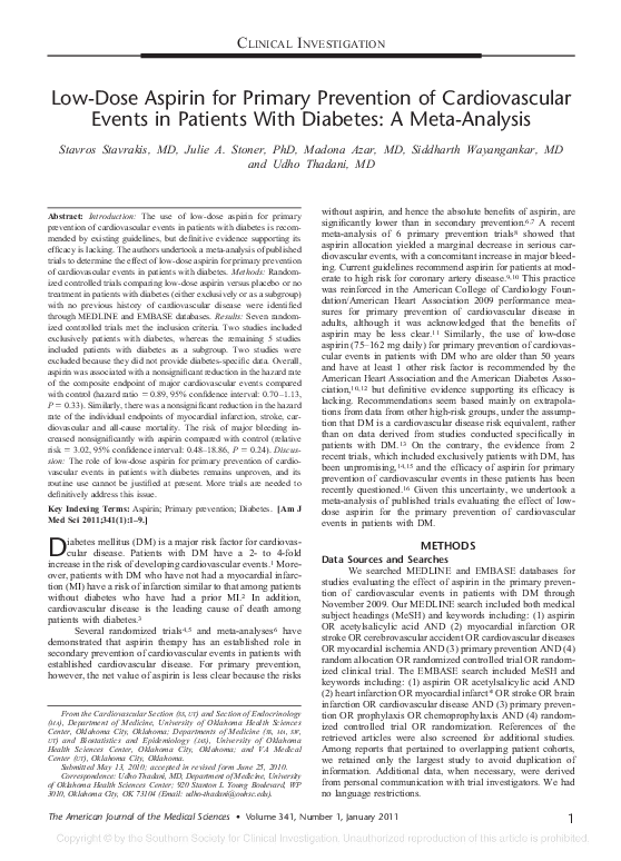 (PDF) Evaluation of lowdose aspirin for primary prevention of ischemic