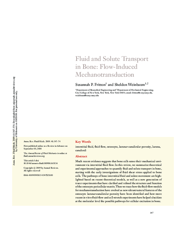 (PDF) Fluid and Solute Transport in Bone: Flow-Induced Mechanotransduction