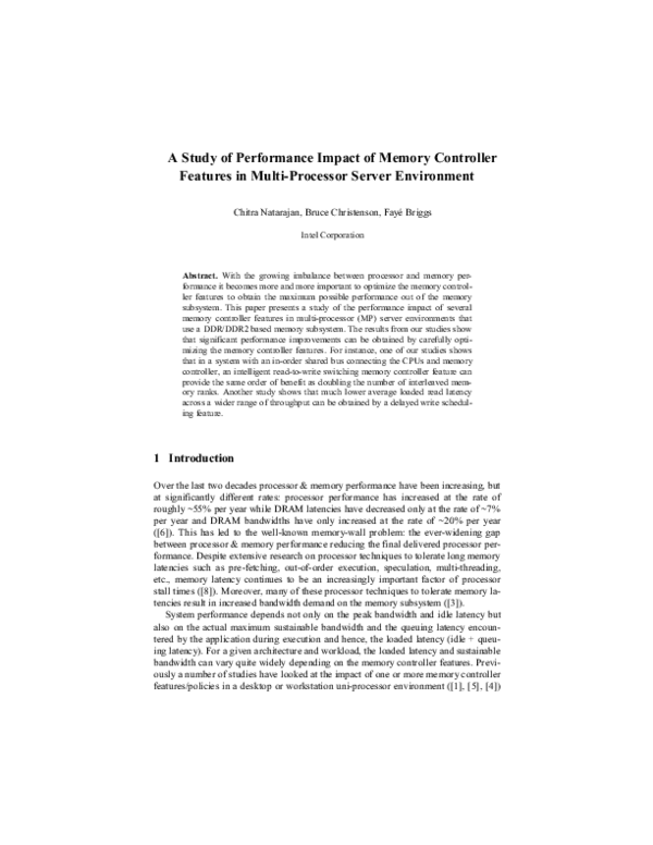 (PDF) A study of performance impact of memory controller features in ...