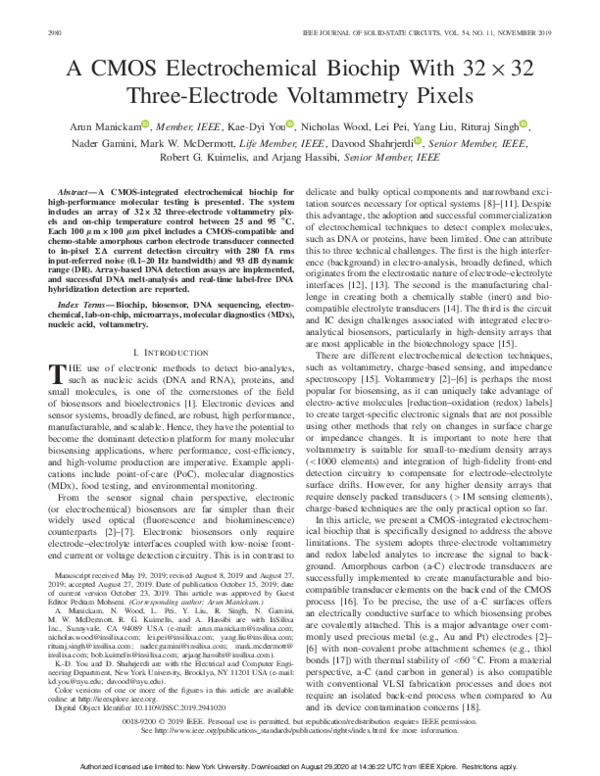 (PDF) A CMOS Electrochemical Biochip With 32×32 Three-Electrode ...