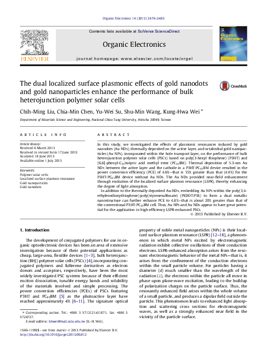 (PDF) The dual localized surface plasmonic effects of gold nanodots and ...