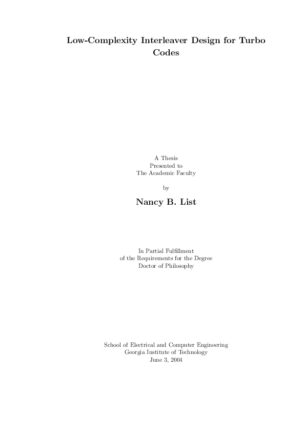 (PDF) Low-Complexity Interleaver Design for Turbo Codes