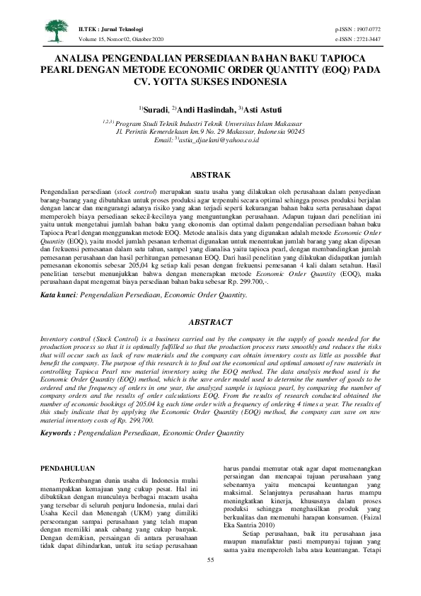 (PDF) Analisa Pengendalian Persediaan Bahan Baku Tapioca Pearl Dengan ...