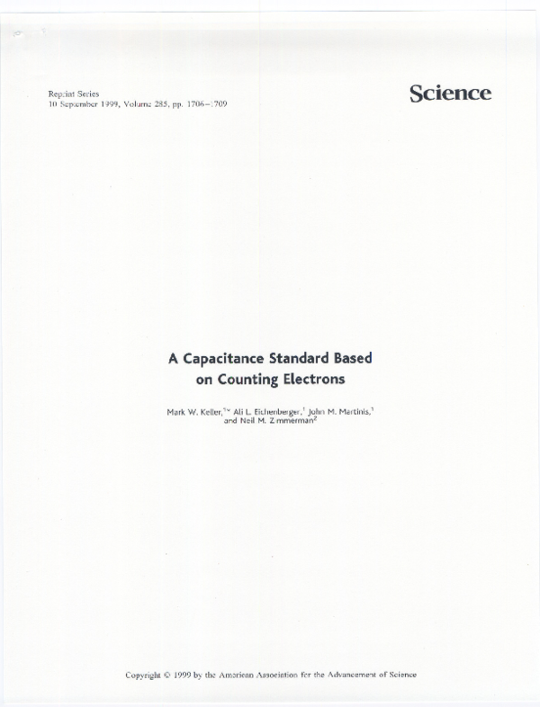 (PDF) A Capacitance Standard Based on Counting Electrons